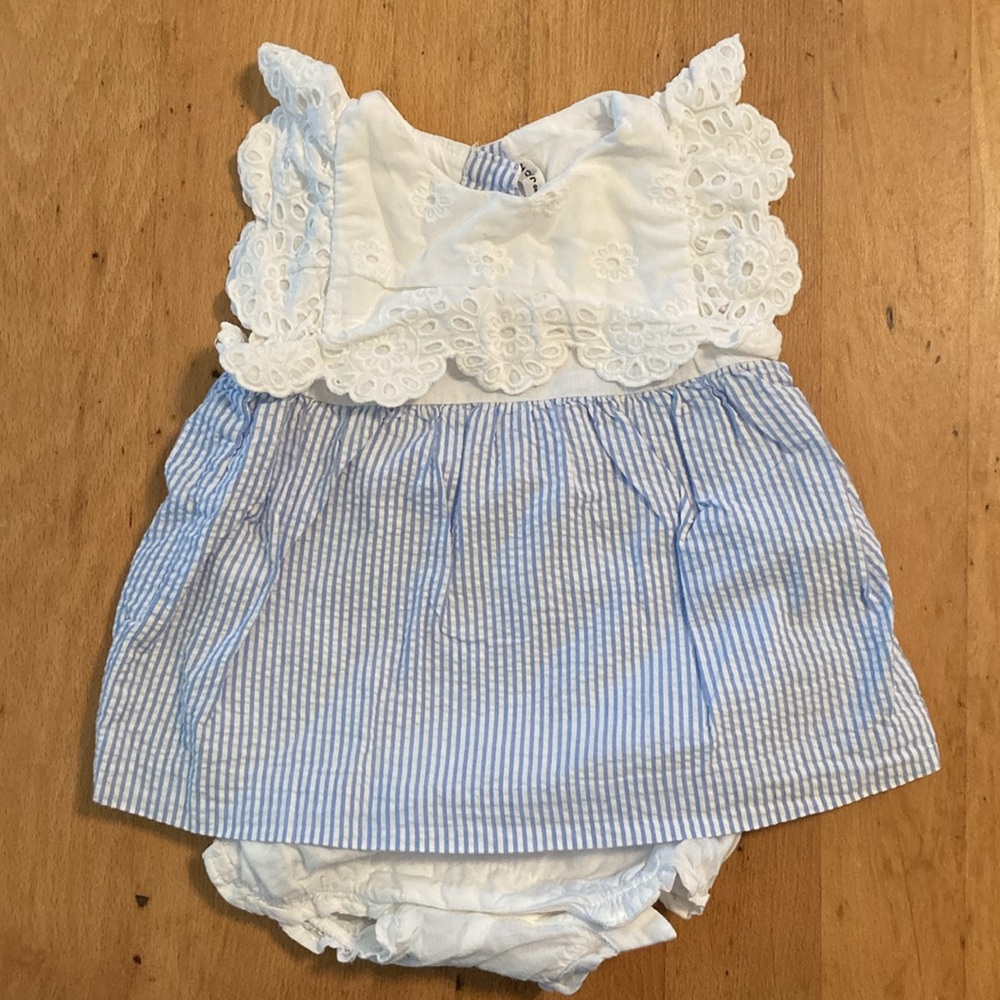 NWOT Janie and Jack White and Blue Baby Dress